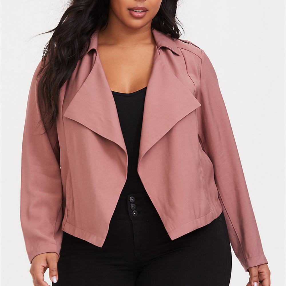 Drape Front Twill Jacket